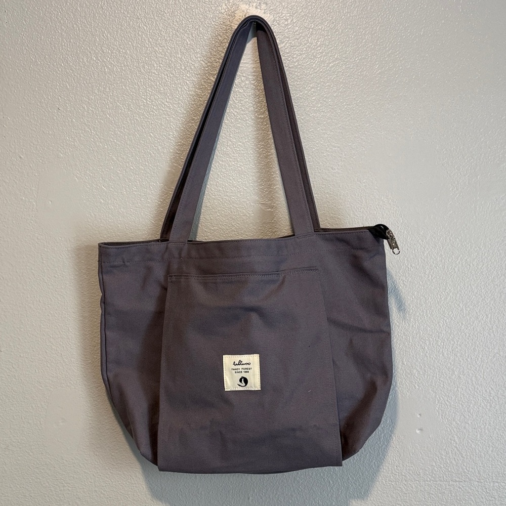 Gray Canvas Yoga Tote Bag